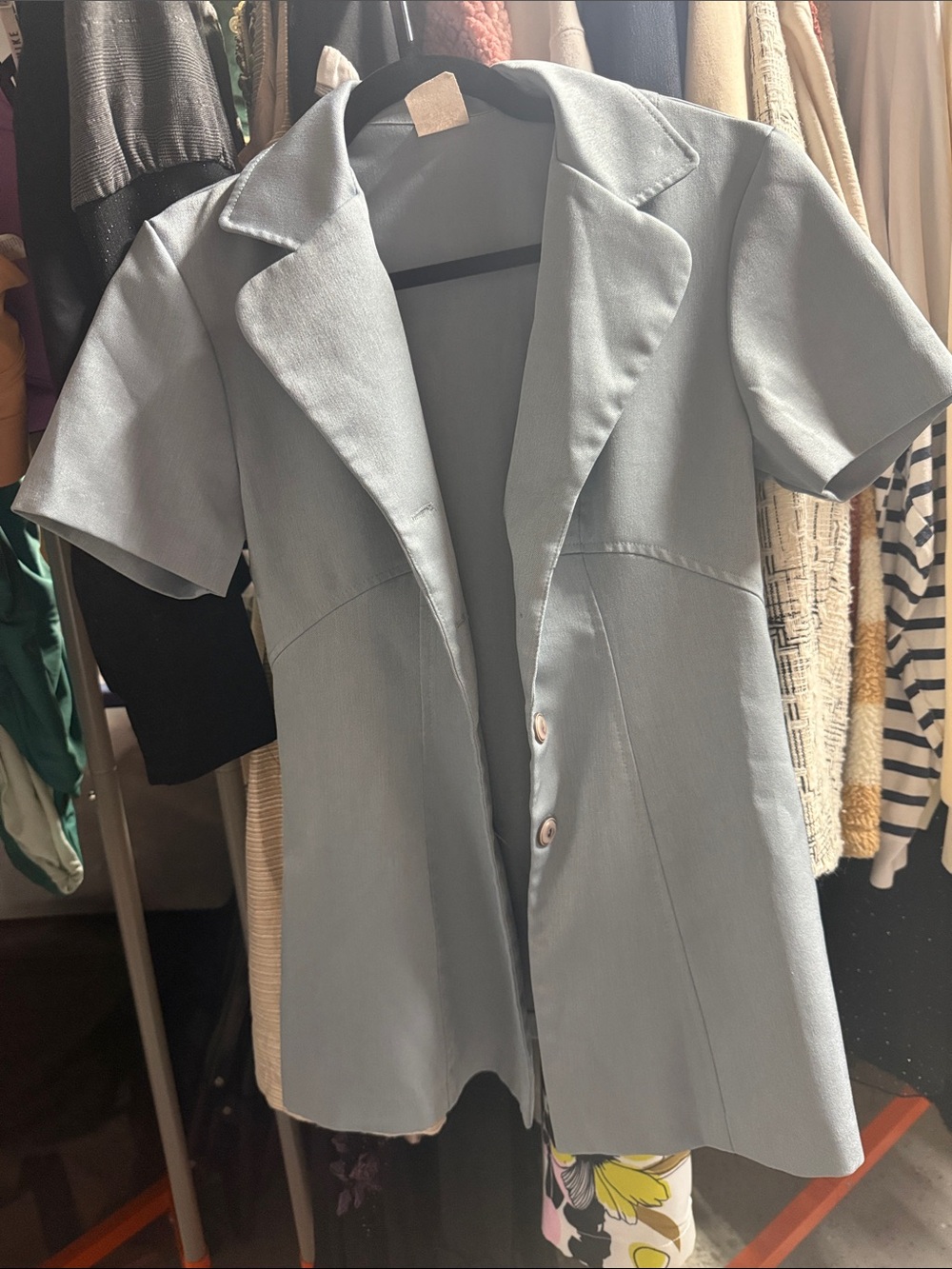 Women’s Short Sleeve Light Blue Blazer Jacket